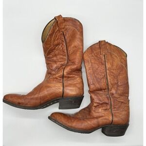 Tony Lama 5084 USA Distressed Brown Vintage Western Cowboy Boots Men's 10.5 (D)